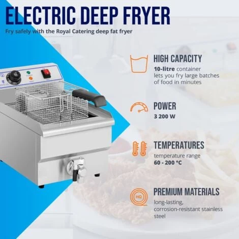 Friteuse Électrique Professionnelle Friteuse Restaurant Robinet 230 V 10L 3200 W – Image 3