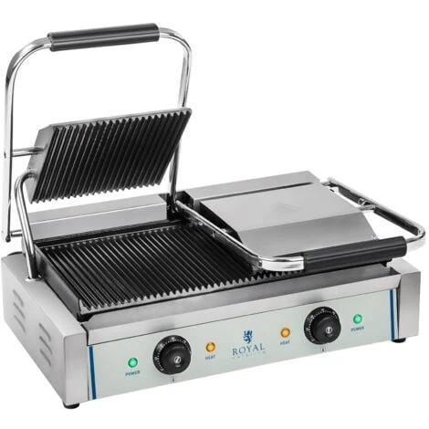 Machine À Panini Grill De Contact Simple Double Nervuré Emaillé 300°C 2X1 800 W