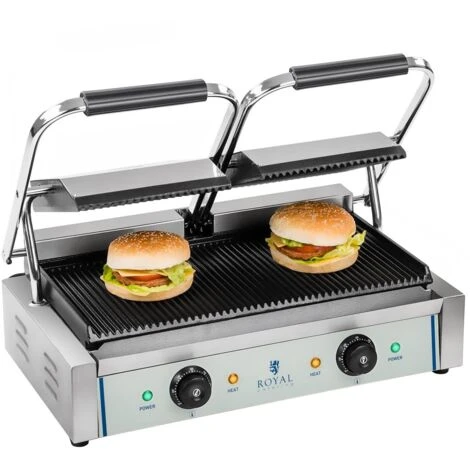 Machine À Panini Grill De Contact Simple Double Nervuré Emaillé 300°C 2X1 800 W – Image 2
