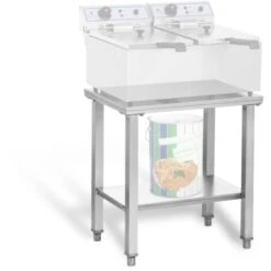 Base Solide Pour Double Friteuse 62X42Cm En Acier Inoxydable 150Kg De Capacité
