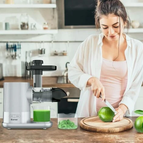 COSTWAY Extracteur De Jus De Fruits Et Légumes Presse à Froid 150W Avec Moteur Silencieux Brosse 500ml Fonction D'Inversion ≤60dB – Image 3