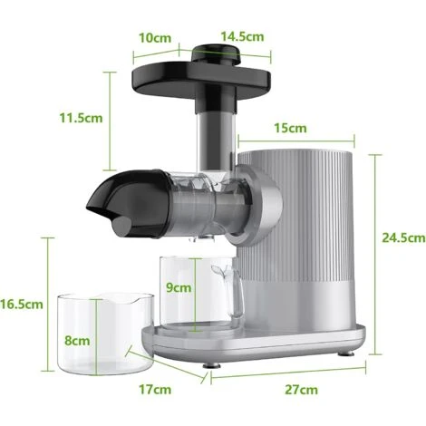 COSTWAY Extracteur De Jus De Fruits Et Légumes Presse à Froid 150W Avec Moteur Silencieux Brosse 500ml Fonction D'Inversion ≤60dB – Image 4