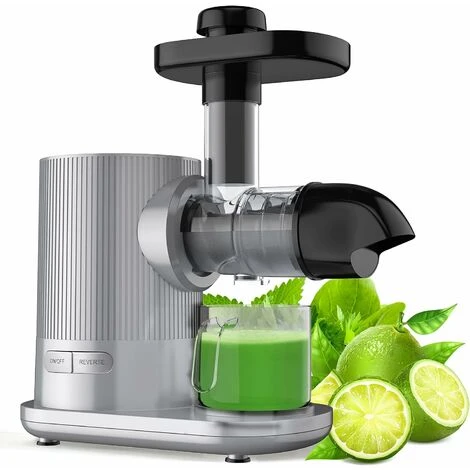 GOPLUS Extracteur De Jus 150W, Slow Juicer Presse Machine Avec Moteur Silencieux, Inclus 1 Tasse A Jus De 500ML/Brosse De Nettoyage, Adapte A Tous Les Fruits & Legumes, Argent