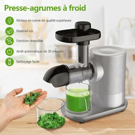 GOPLUS Extracteur De Jus 150W, Slow Juicer Presse Machine Avec Moteur Silencieux, Inclus 1 Tasse A Jus De 500ML/Brosse De Nettoyage, Adapte A Tous Les Fruits & Legumes, Argent – Image 3