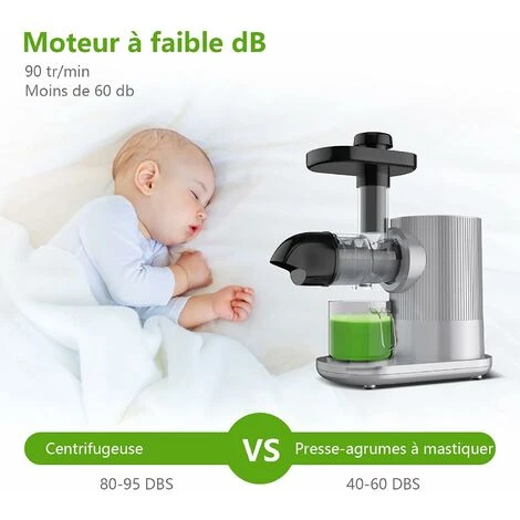 GOPLUS Extracteur De Jus 150W, Slow Juicer Presse Machine Avec Moteur Silencieux, Inclus 1 Tasse A Jus De 500ML/Brosse De Nettoyage, Adapte A Tous Les Fruits & Legumes, Argent – Image 4