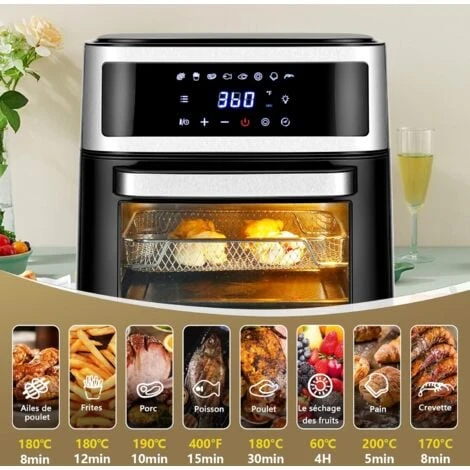 COSTWAY Four à Air 13 L, 1700 W ,8 En 1 Avec écran Tactile Et 8 Programmes Prédéfinis Noir – Image 2