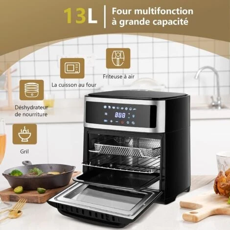 COSTWAY Four à Air 13 L, 1700 W ,8 En 1 Avec écran Tactile Et 8 Programmes Prédéfinis Noir – Image 4