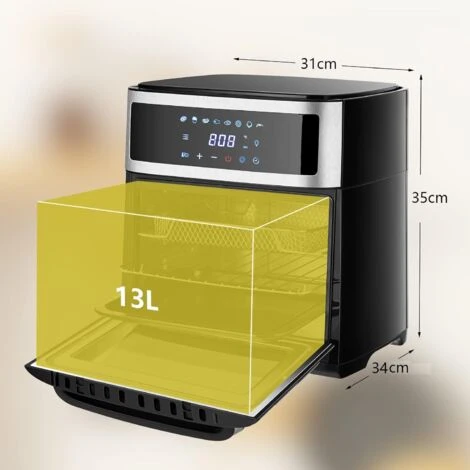 COSTWAY Four à Air 13 L, 1700 W ,8 En 1 Avec écran Tactile Et 8 Programmes Prédéfinis Noir – Image 5