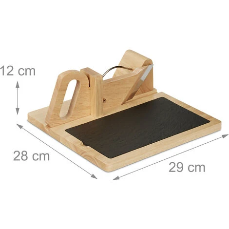 Relaxdays Trancheuse Saucisson, En Bois, Guillotine Pour Salami, Jambon Et Fromage, Planche à Découper, Nature/noir – Image 4