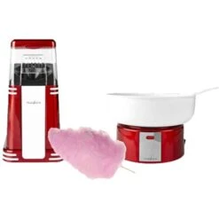 NEDIS Pack Anniversaire Machine à Pop-corn + Machine à Barbe à Papa