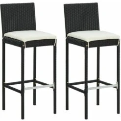 Nova Les Tabourets De Bar Avec Coussins Définissent 2 Pcs Dans Polyrattan Avec Des Reproches De Pied De Différentes Couleurs Tabourets De Bar De Jardin Et Coussins 2pcs Couleur : Crème Noire