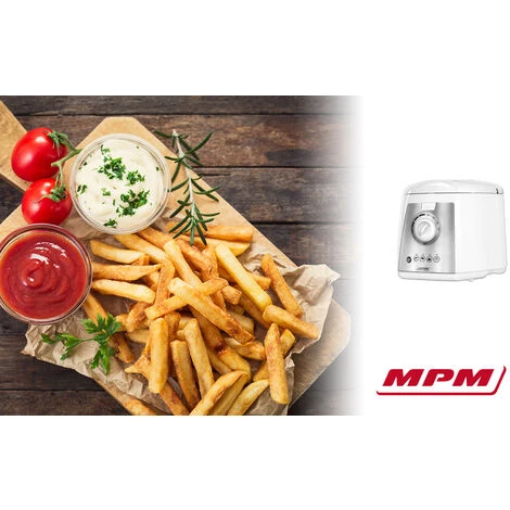 MPM MFR-07 Friteuse électrique Compacte Bol Lavable Antiadhésif De 1,5 Litre 1100W Blanc/Gris – Image 5