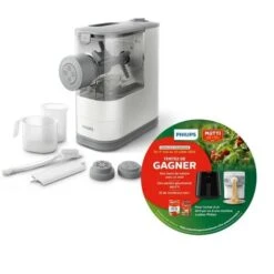 PHILIPS Machine A Pâtes HR2345/19, 150W, 100% Automatique, 450g En 18min, 4 Disques De Pâtes, Nettoyage Facile, Livre De Rece…