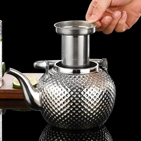 Théière En Acier Inoxydable Avec Infuseur Bouilloire à Induction Compatible Avec Tous Les Réchauds Argent 1,5 L – Image 3
