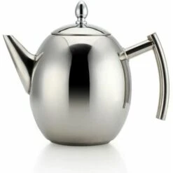 1500ml/51oz Théière Bouilloire En, Acier Inoxydable Tea Pot Cafetière Filtre (Argent)