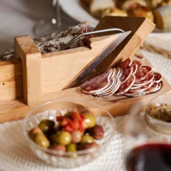 Guillotine à Saucisson Trancheuse à Charcuterie En Bois 28.516.89.8cmd'Acacia Lame En Inox