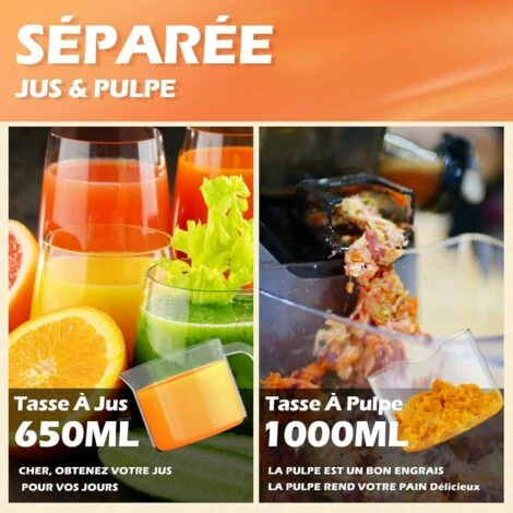 RELAX4LIFE Extracteur Jus De Fruits Et Légumes, Presse-Fruits 150 W Silencieux Avec Noyau De Protection, Centrifugeuse Avec Moteur à Basse Vitesse Pour Fruits, Légumes – Image 2