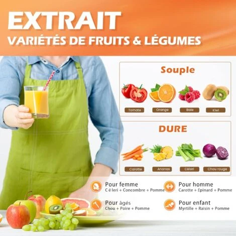 RELAX4LIFE Extracteur Jus De Fruits Et Légumes, Presse-Fruits 150 W Silencieux Avec Noyau De Protection, Centrifugeuse Avec Moteur à Basse Vitesse Pour Fruits, Légumes – Image 4