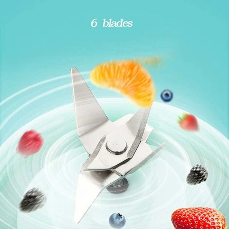 Blender Portable, Presse-agrumes Avec 450 Ml 6 Lames Sans BPA Pour Le Sport Et Les Voyages, Mini Blender Blender Pour Smoothie Et Milkshake, Cadeau De Noël Femme Homme (blanc) – Image 2