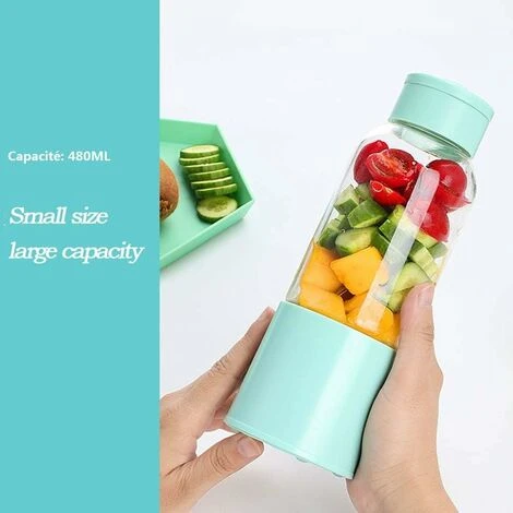 Blender Portable, Presse-agrumes Avec 450 Ml 6 Lames Sans BPA Pour Le Sport Et Les Voyages, Mini Blender Blender Pour Smoothie Et Milkshake, Cadeau De Noël Femme Homme (blanc) – Image 3