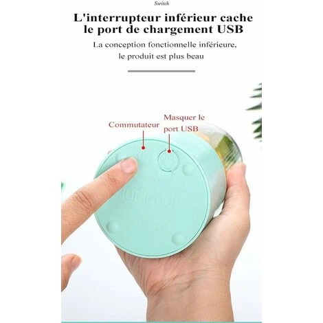 Blender Portable, Presse-agrumes Avec 450 Ml 6 Lames Sans BPA Pour Le Sport Et Les Voyages, Mini Blender Blender Pour Smoothie Et Milkshake, Cadeau De Noël Femme Homme (blanc) – Image 5