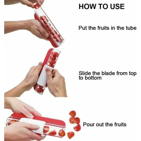 Déstockage Trancheuse Tomate Raisin Fruit Légumes Salade Slicer Cerise Fruit Coupe Demi-Vert – Image 5