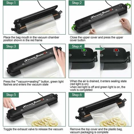 Machine Sous Vide Alimentaire, Appareil Sous Vide, Machine à Emballer Sous Vide Pour La Conservation Des Aliments, Avec Mode Sec Et Humide, 10 Sacs Sous Vide Inclus Pour Aliments, Viandes Cisea – Image 5