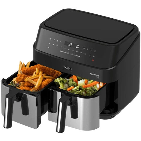 Friteuse Sans Huile à Double Plateau De 9 Litres (4.5Lx2) Avec écran Tactile -17650W