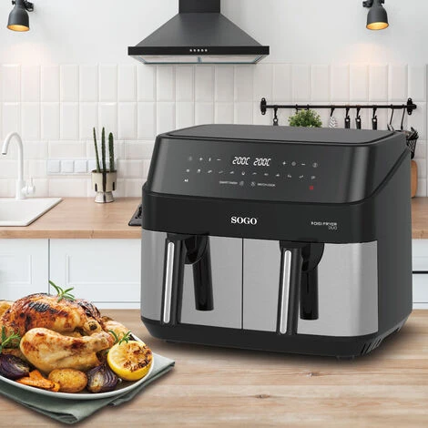 Friteuse Sans Huile à Double Plateau De 9 Litres (4.5Lx2) Avec écran Tactile -17650W – Image 3