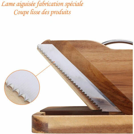 GP Guillotine à Saucisson Trancheuse à Charcuterie Modèle Gaucher En Bois D'Acacia FSC Lame En Inox – Image 3