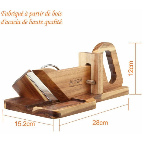 GP Guillotine à Saucisson Trancheuse à Charcuterie Modèle Gaucher En Bois D'Acacia FSC Lame En Inox – Image 4