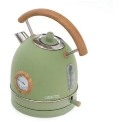 Bouilloire Caprizze Nara 2200 W En Acier Inoxydable Avec Thermomètre Intégré Capacité 1,8 L Vert Mat Et Effet Bois