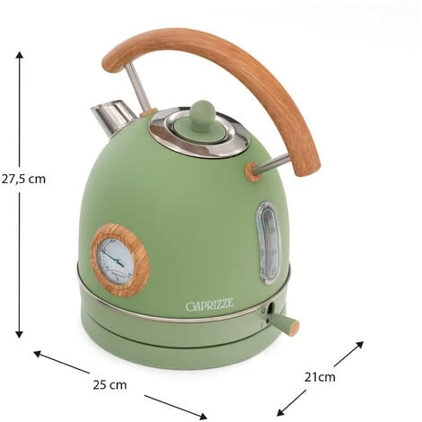 Bouilloire Caprizze Nara 2200 W En Acier Inoxydable Avec Thermomètre Intégré Capacité 1,8 L Vert Mat Et Effet Bois – Image 4
