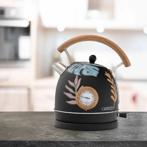 Bouilloire Caprizze Nara 2200 W En Acier Inoxydable Avec Thermomètre Intégré Capacité 1,8 L Décoration Florale Et Effet Bois – Image 2