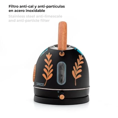 Bouilloire Caprizze Nara 2200 W En Acier Inoxydable Avec Thermomètre Intégré Capacité 1,8 L Décoration Florale Et Effet Bois – Image 5