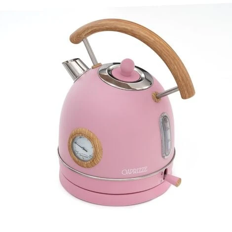 Bouilloire Caprizze Nara 2200 W En Acier Inoxydable Avec Thermomètre Intégré Capacité 1,8 L Rose Mat Et Effet Bois