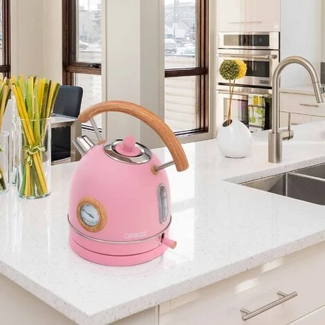Bouilloire Caprizze Nara 2200 W En Acier Inoxydable Avec Thermomètre Intégré Capacité 1,8 L Rose Mat Et Effet Bois – Image 2