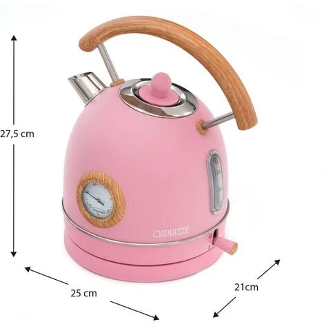 Bouilloire Caprizze Nara 2200 W En Acier Inoxydable Avec Thermomètre Intégré Capacité 1,8 L Rose Mat Et Effet Bois – Image 4