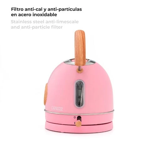 Bouilloire Caprizze Nara 2200 W En Acier Inoxydable Avec Thermomètre Intégré Capacité 1,8 L Rose Mat Et Effet Bois – Image 5