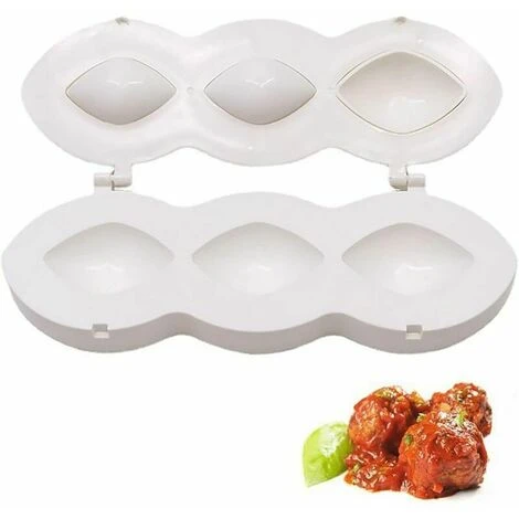 Machine à Boulettes De Viande Manuelle,Machine à Pain De Viande Kibbeh,Moule à Boulettes De Viande,Prototypage Rapide,Outils De Fabrication De Boulettes De Viande De Cuisine(Blanc, 21,5x11x7,5cm),Fone