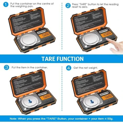 Balance De Cuisine, 50g/0.001g Balance De Poche Numérique, Balances Alimentaires De Précision 0,001 G, Avec Étalonnage Poids 50g, Pince à Épiler, Fonction De Tare, LCD Rétroéclairé – Image 3