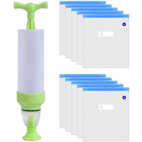 Kit De Sac Sous Vide Alimentaire Avec Pompe Manuelle, Sacs De Rangement Alimentaire Scéllés, Sous Vide Réutilisables Pour Aliments,