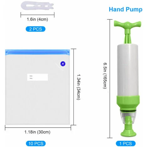 Kit De Sac Sous Vide Alimentaire Avec Pompe Manuelle, Sacs De Rangement Alimentaire Scéllés, Sous Vide Réutilisables Pour Aliments, – Image 3