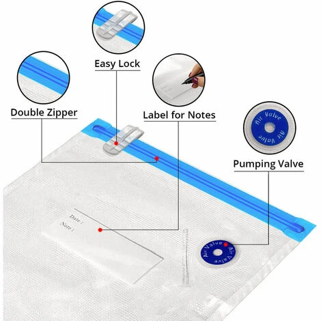 Kit De Sac Sous Vide Alimentaire Avec Pompe Manuelle, Sacs De Rangement Alimentaire Scéllés, Sous Vide Réutilisables Pour Aliments, – Image 4