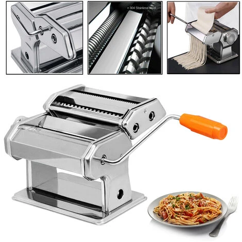 AUFUN Machine Tirée Machine De Pâtes Manuelles En Acier Inoxydable Argent Pour 8 épaisseur De Pâte Différente,