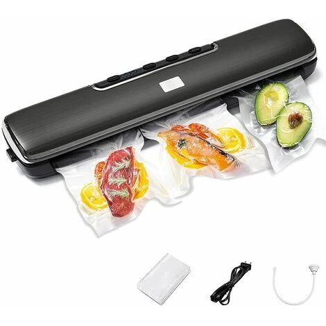 Machine Sous Vide Alimentaire, 6 En 1 Appareils De Mise Sous Vide, Mise Sous-Vide Pour Aliments, Viandes, Légumes, Fruits La Conservation, Inclus 15 Pcs Sac Sous Vide, Tuyau D'extraction De Gaz (Noir)
