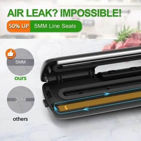 Machine Sous Vide Alimentaire, 6 En 1 Appareils De Mise Sous Vide, Mise Sous-Vide Pour Aliments, Viandes, Légumes, Fruits La Conservation, Inclus 15 Pcs Sac Sous Vide, Tuyau D'extraction De Gaz (Noir) – Image 4