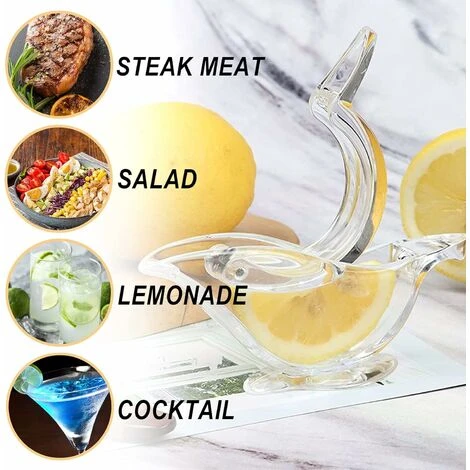 RHAFAYRE 4 Presse Citron Individuel, Presse-Citron Presse-Agrumes Manuel, Acrylique Clip Citron Manuel Fruits Presse-Agrumes Accueil Cuisine Bar Gadget, Presse Citron Individuel Design En Forme D'oise – Image 3
