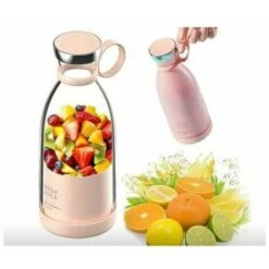 Mini Extracteur De Jus Juicer Pour Shakes Et Smoothies Fruits Légumineuses , Mixeur Portable Rechargeable Par USB - Rose