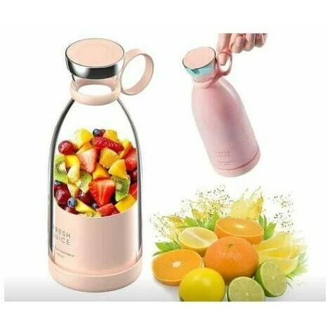 Mini Extracteur De Jus Juicer Pour Shakes Et Smoothies Fruits Légumineuses , Mixeur Portable Rechargeable Par USB - Rose